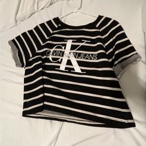 Calvin Klein Jeans White and black striped crop top